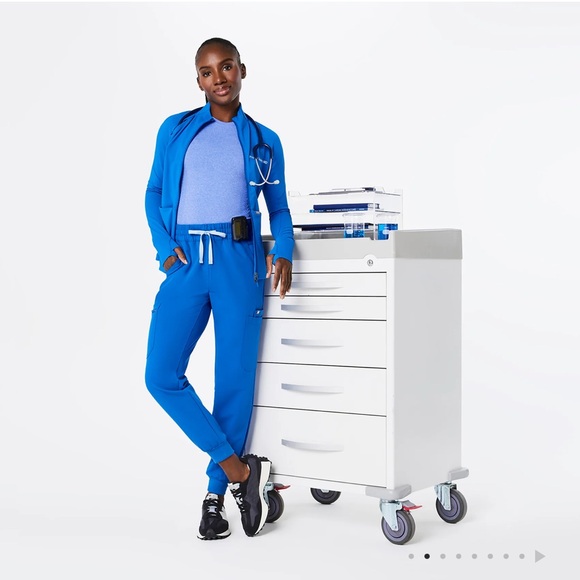 High Waisted Uman Relaxed Jogger Scrub Pants Size XS Royal Blue - Picture 2 of 8